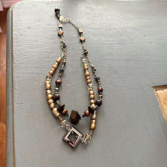 Tres Jolie 925 Sterling Silver Bronzite Pearl Beaded Necklace - Picture 3 of 9